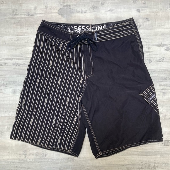 Sessions Black Swim Trunks - Waist 32 - Picture 2 of 6